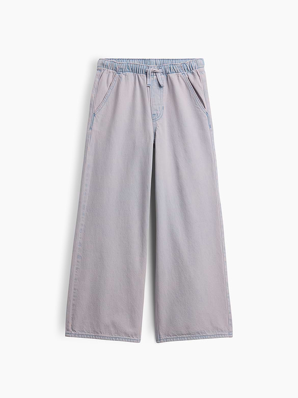 Kids Mid Rise Pull-On Wide-Leg Jeans
