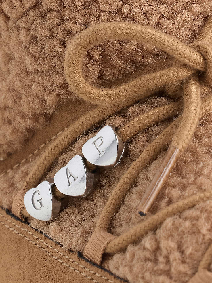 Image 5 of 5, Kids Sherpa & Vegan Suede Snow Boots