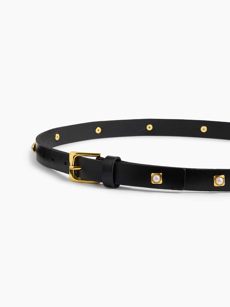 Image 3 of 4, Jeweled Leather Belt