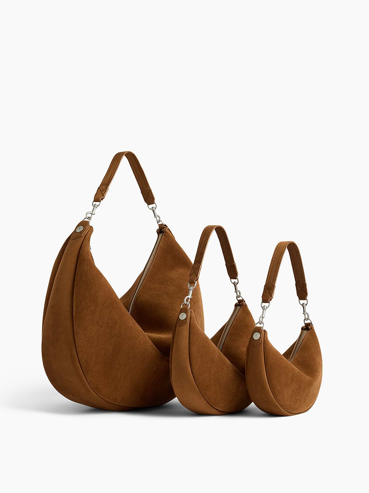 Image 6 of 6, Large Vegan Suede Crescent Bag