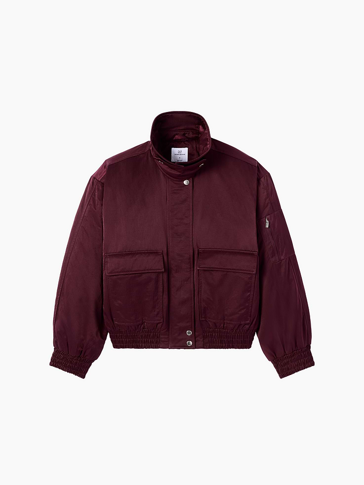 Image 9 of 10, Gap × Victoria Beckham Oversized Satin Bomber Jacket