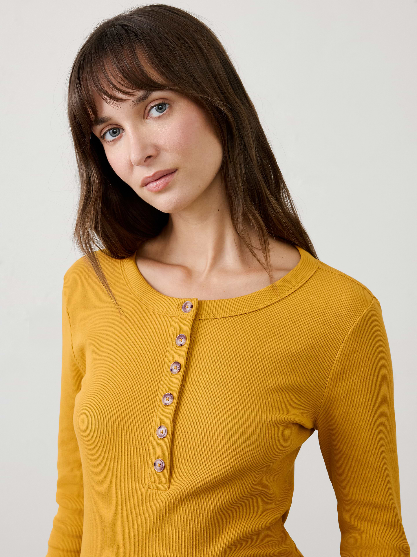 Image 3 of 8, Ribbed Henley T-Shirt