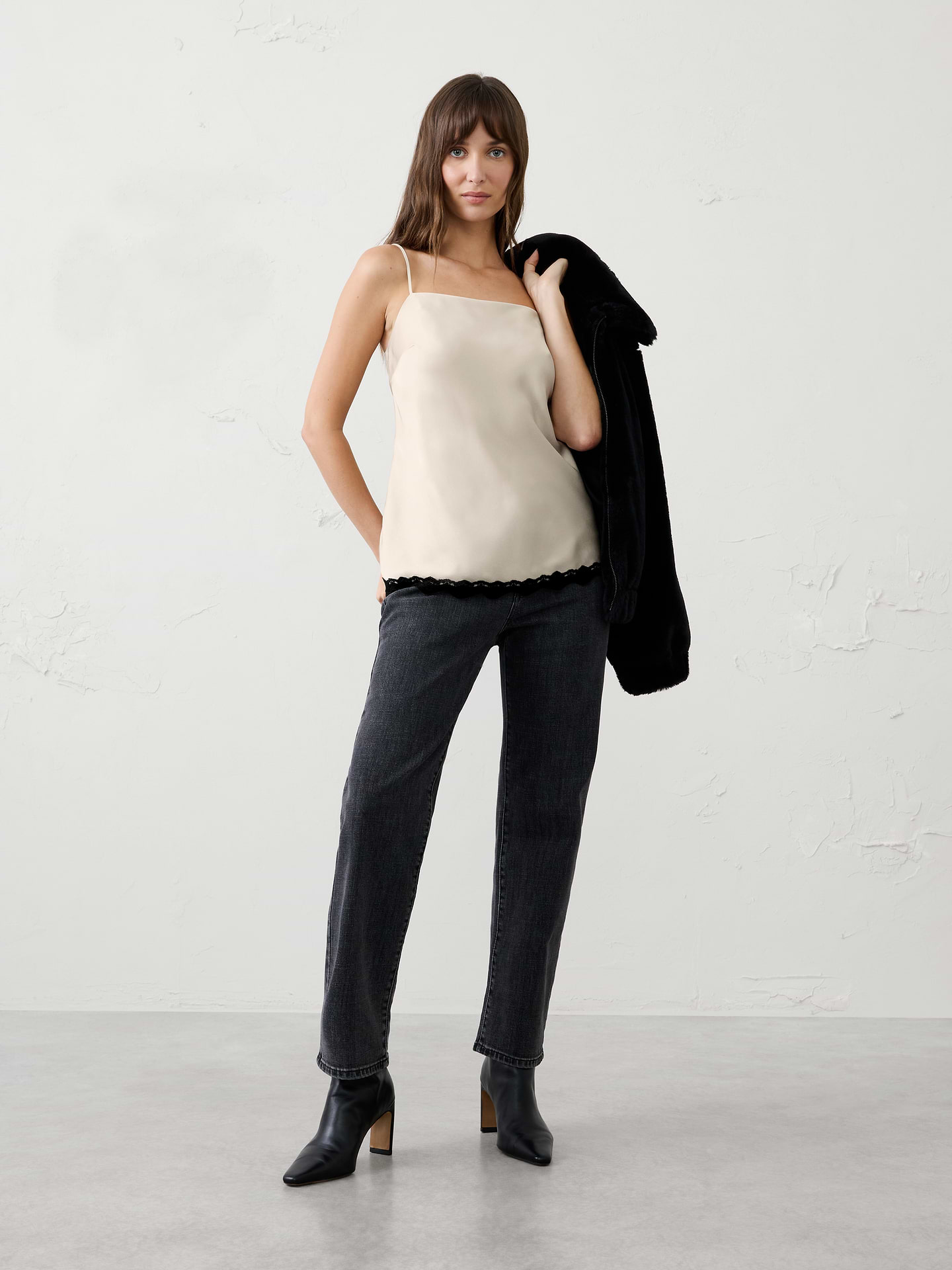 Image 3 of 5, Satin Lace Camisole