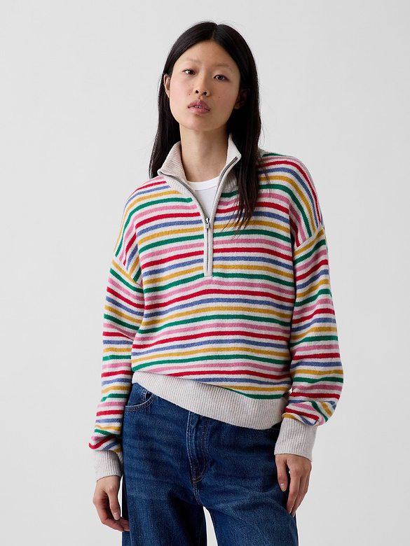 CashSoft Oversized Half-Zip Pullover Sweater