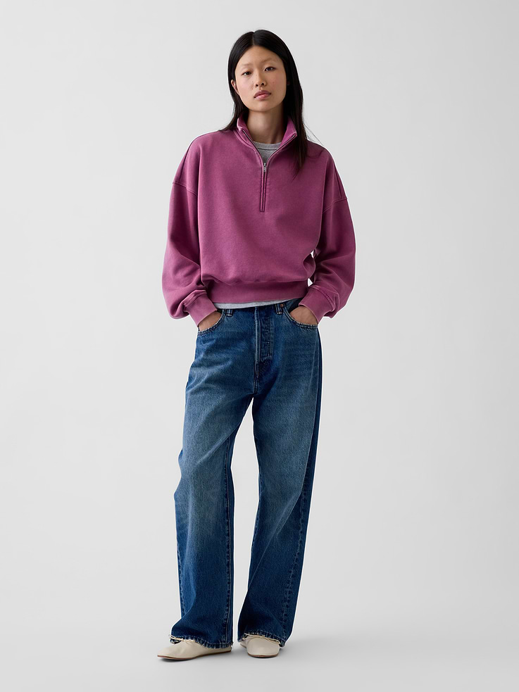 Image 2 of 6, VintageSoft Oversized Half-Zip Wedge Pullover