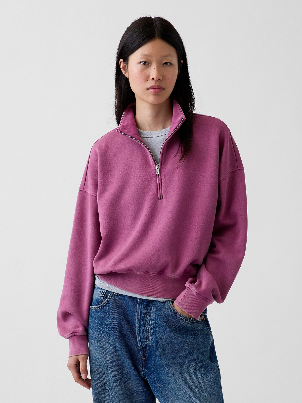 VintageSoft Oversized Half-Zip Wedge Pullover | Gap