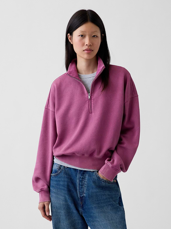 VintageSoft Oversized Half-Zip Wedge Pullover