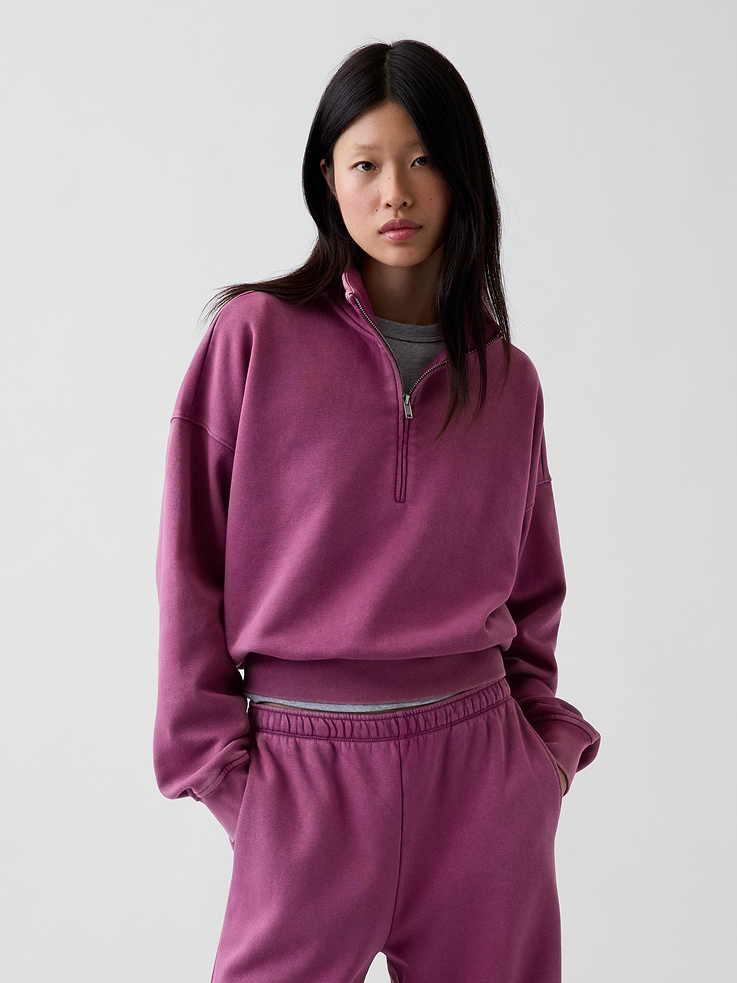 Image 5 of 6, VintageSoft Oversized Half-Zip Wedge Pullover
