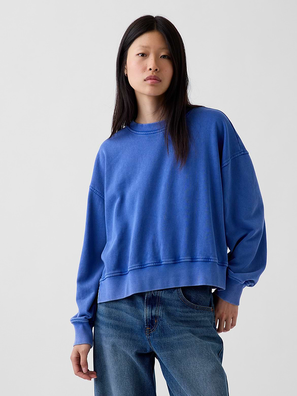 VintageSoft Terry Oversized Wedge Side-Slit Sweatshirt