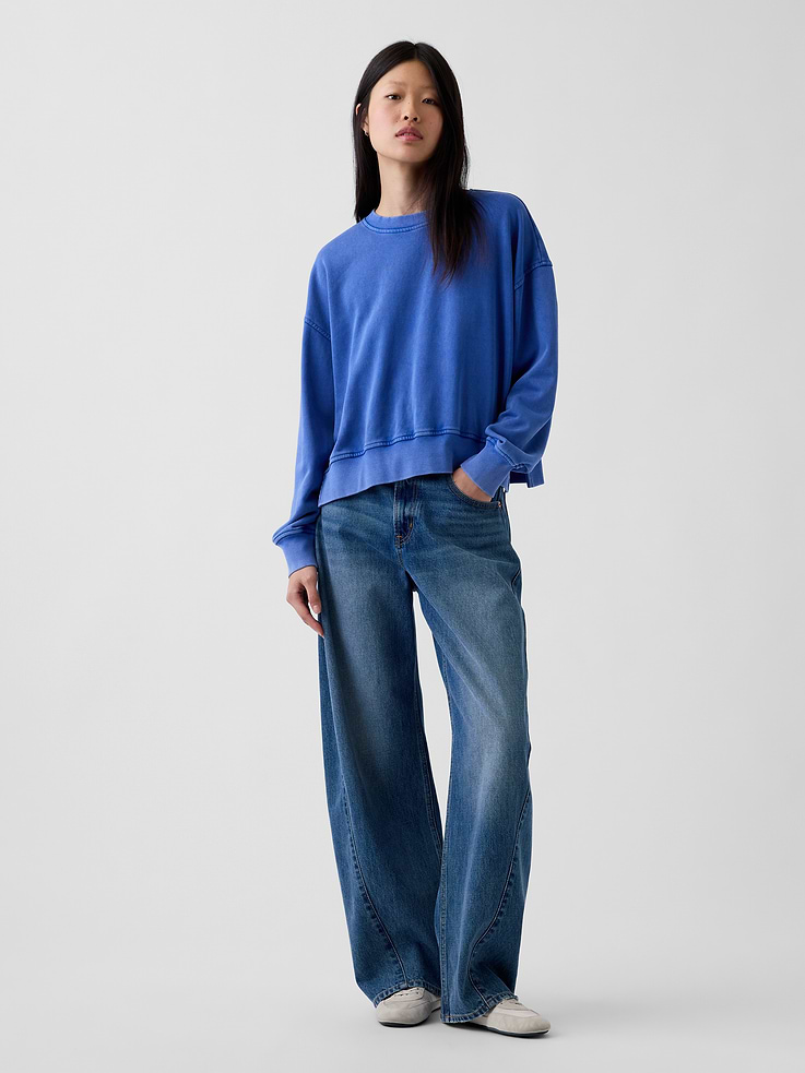 Image 2 of 6, VintageSoft Terry Oversized Wedge Side-Slit Sweatshirt