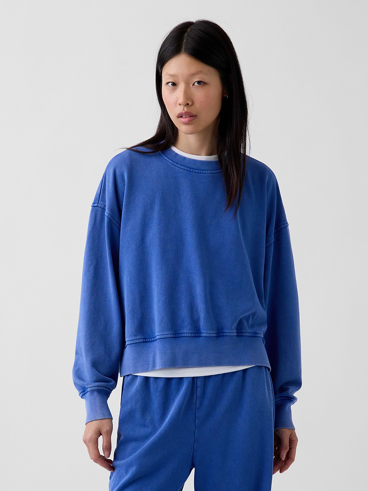 Image 5 of 6, VintageSoft Terry Oversized Wedge Side-Slit Sweatshirt