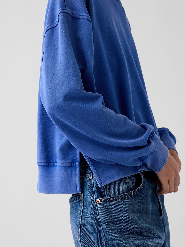 Image 4 of 6, VintageSoft Terry Oversized Wedge Side-Slit Sweatshirt