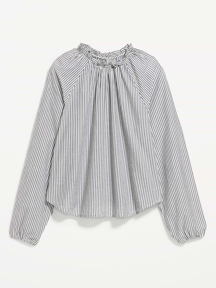 Image 1 of 6, ruffled mock neck and cuffs, long sleeves, Product #1184397