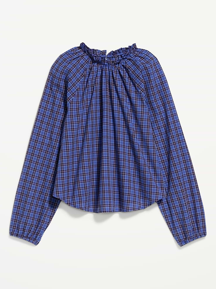 Image 1 of 6, ruffled mock neck and cuffs, long sleeves, Product #1184397