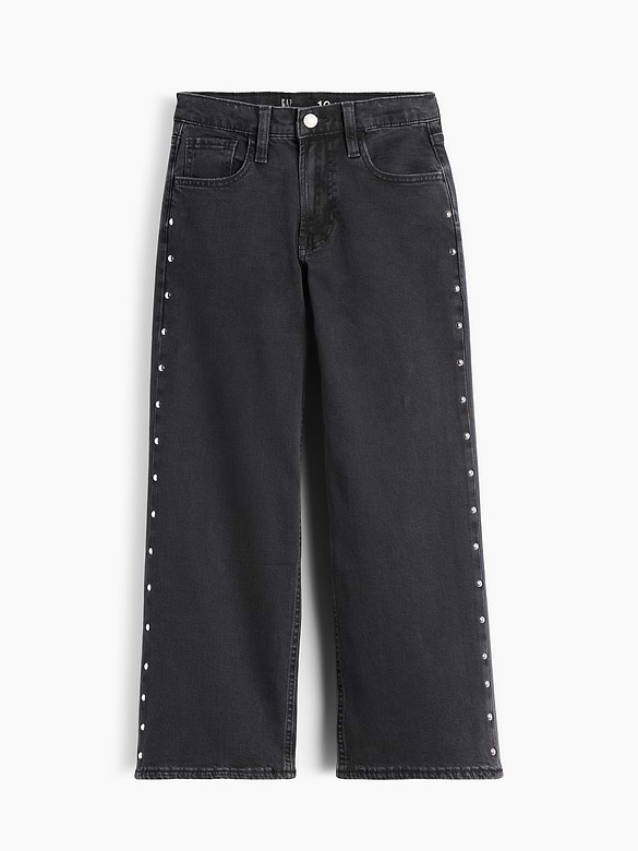 Kids Low Rise Stride Studded Wide-Leg Jeans