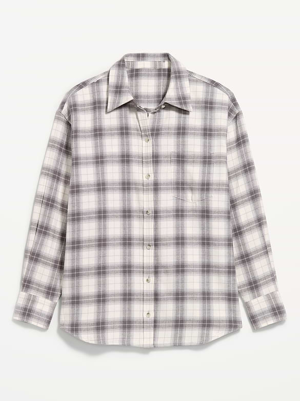 Oversized Button-Down Boyfriend Flannel Shirt