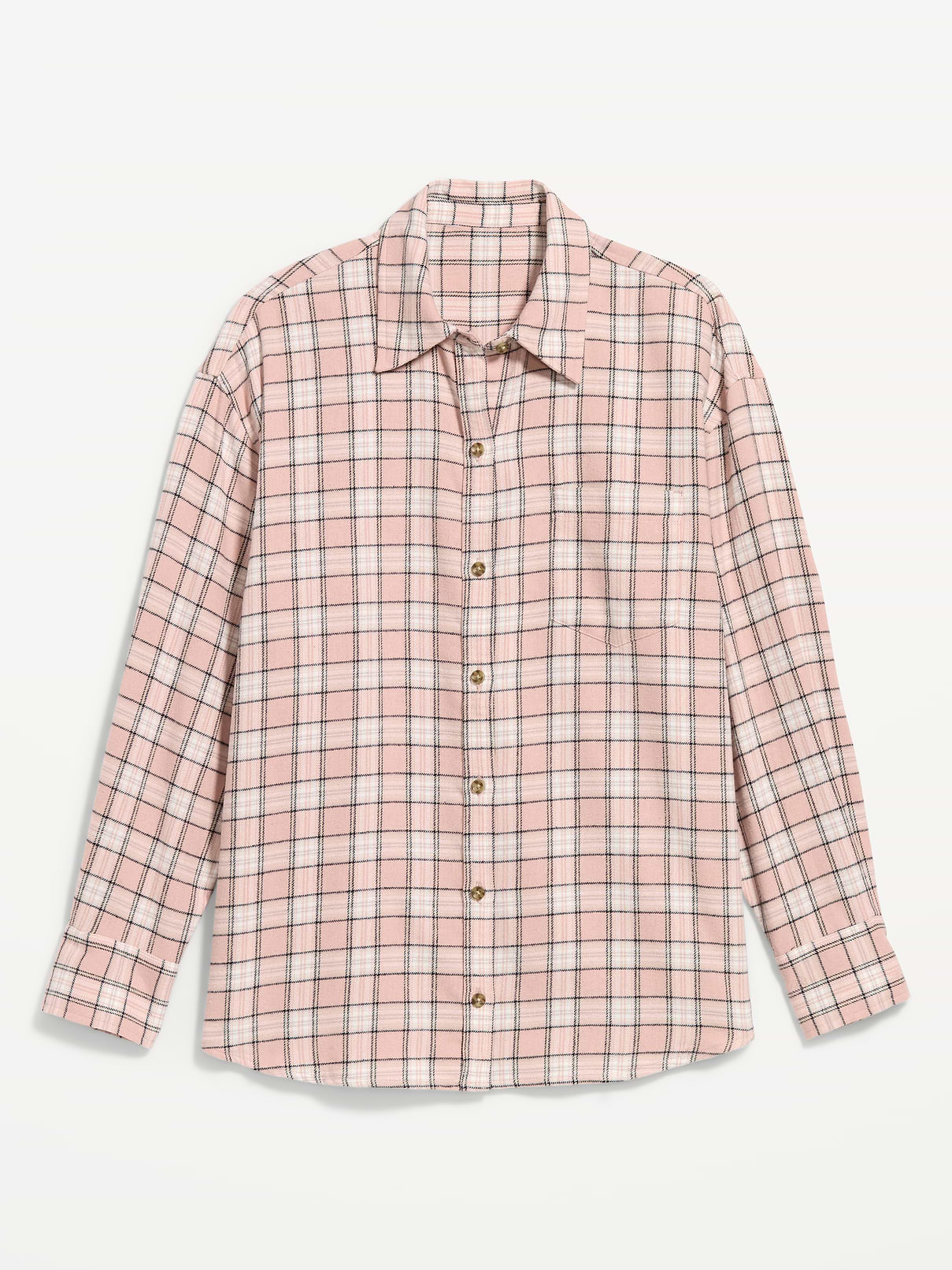 Image 1 of 2, spread collar, long sleeves, button cuffs, chest patch pocket, button front, curved hem, Product #911325