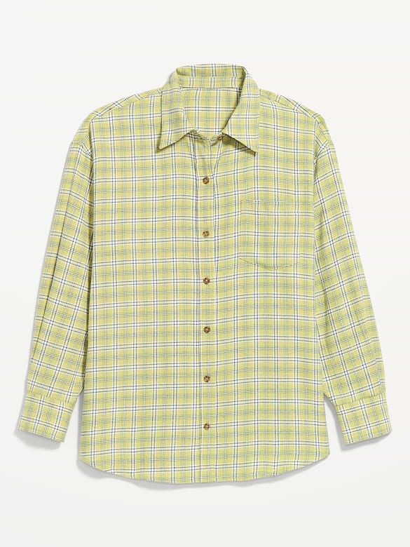 Oversized Button-Down Boyfriend Flannel Shirt