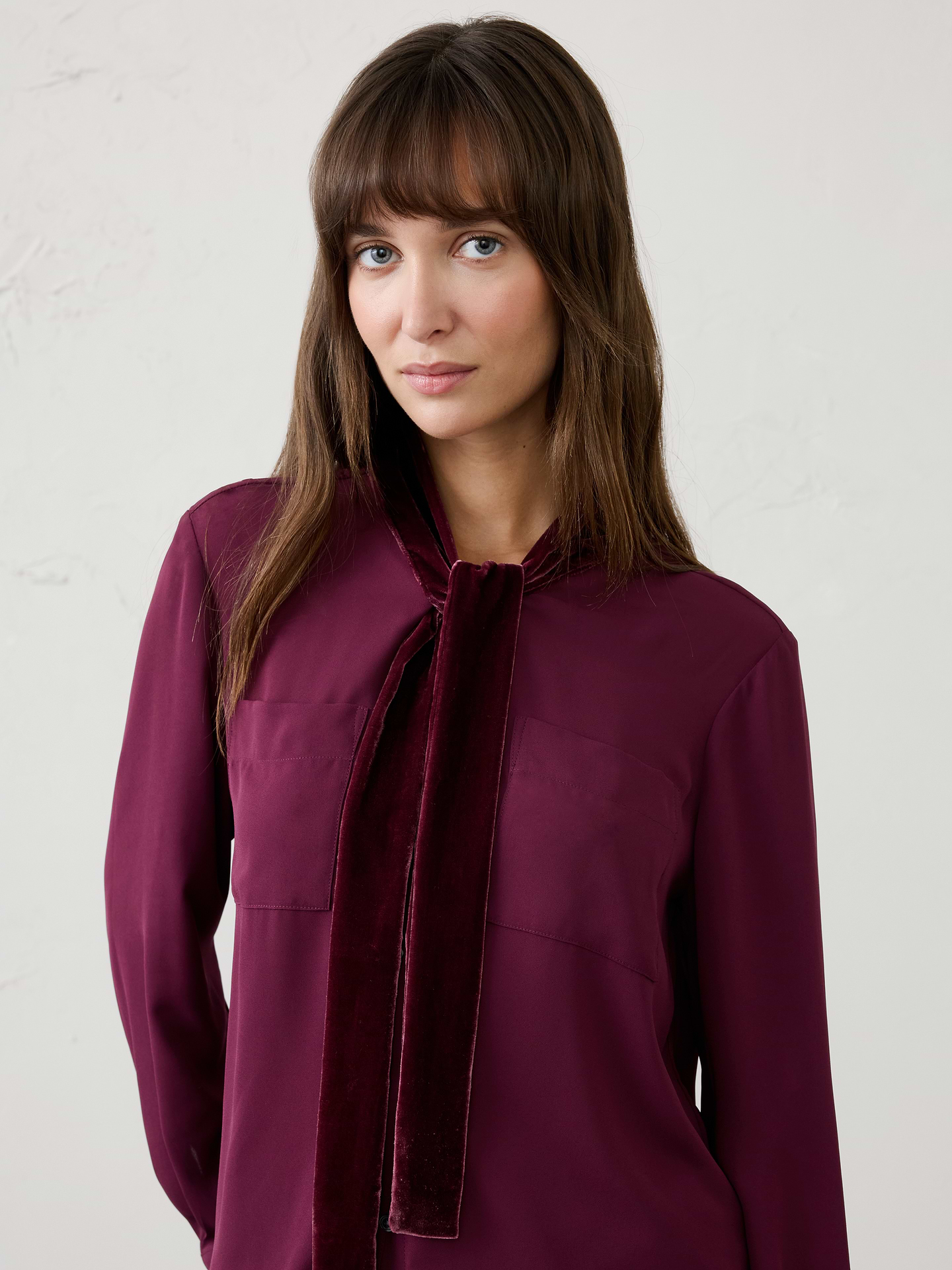 Image 3 of 4, Velvet Scarf Blouse