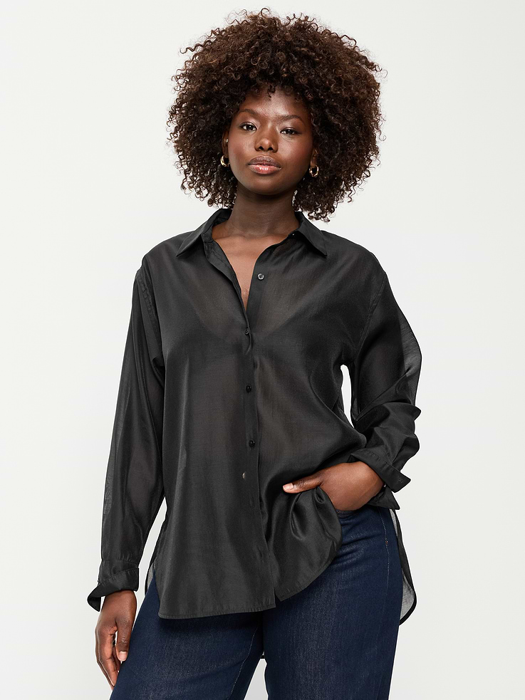 Image 5 of 6, Organza Button-Down Shirt