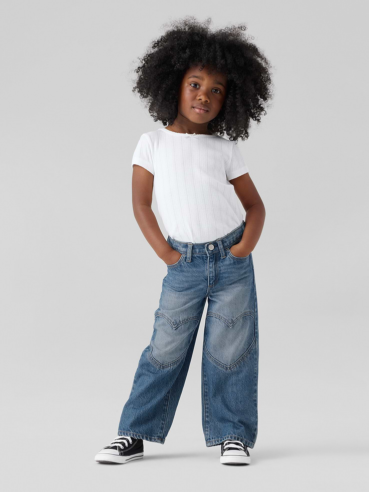 Image 2 of 4, babyGap Wide-Leg Heart Jeans