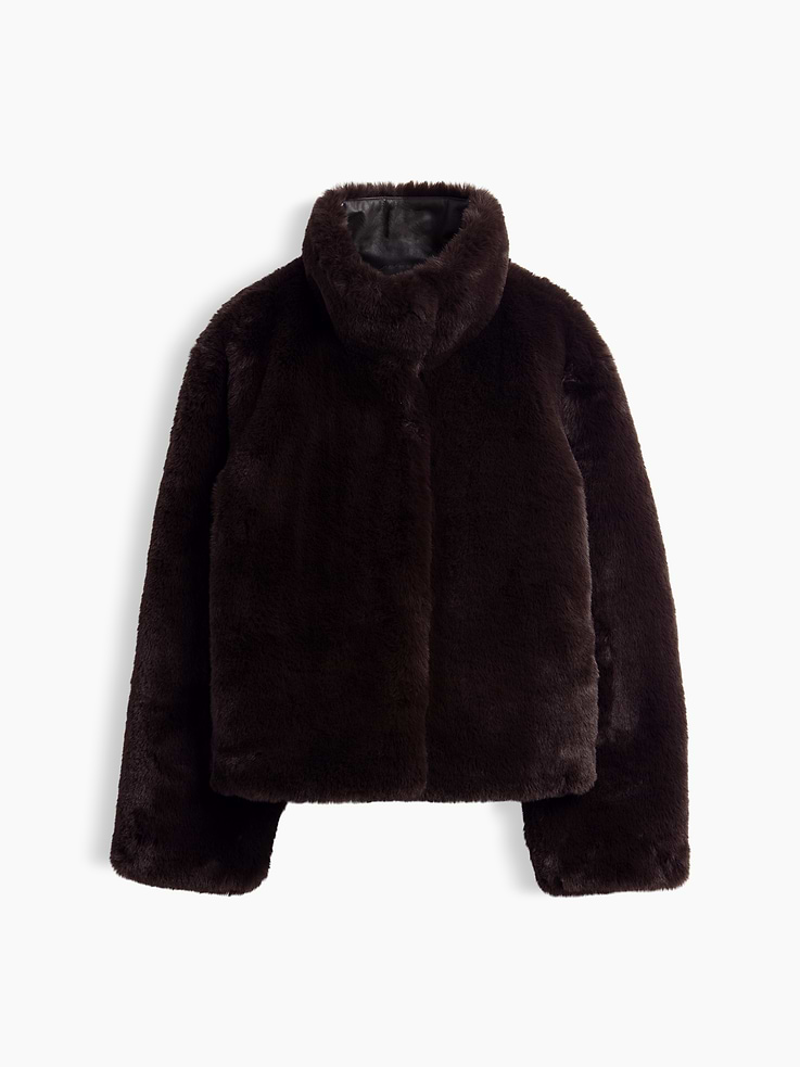 Image 6 of 6, Recycled Faux Fur Crop Jacket