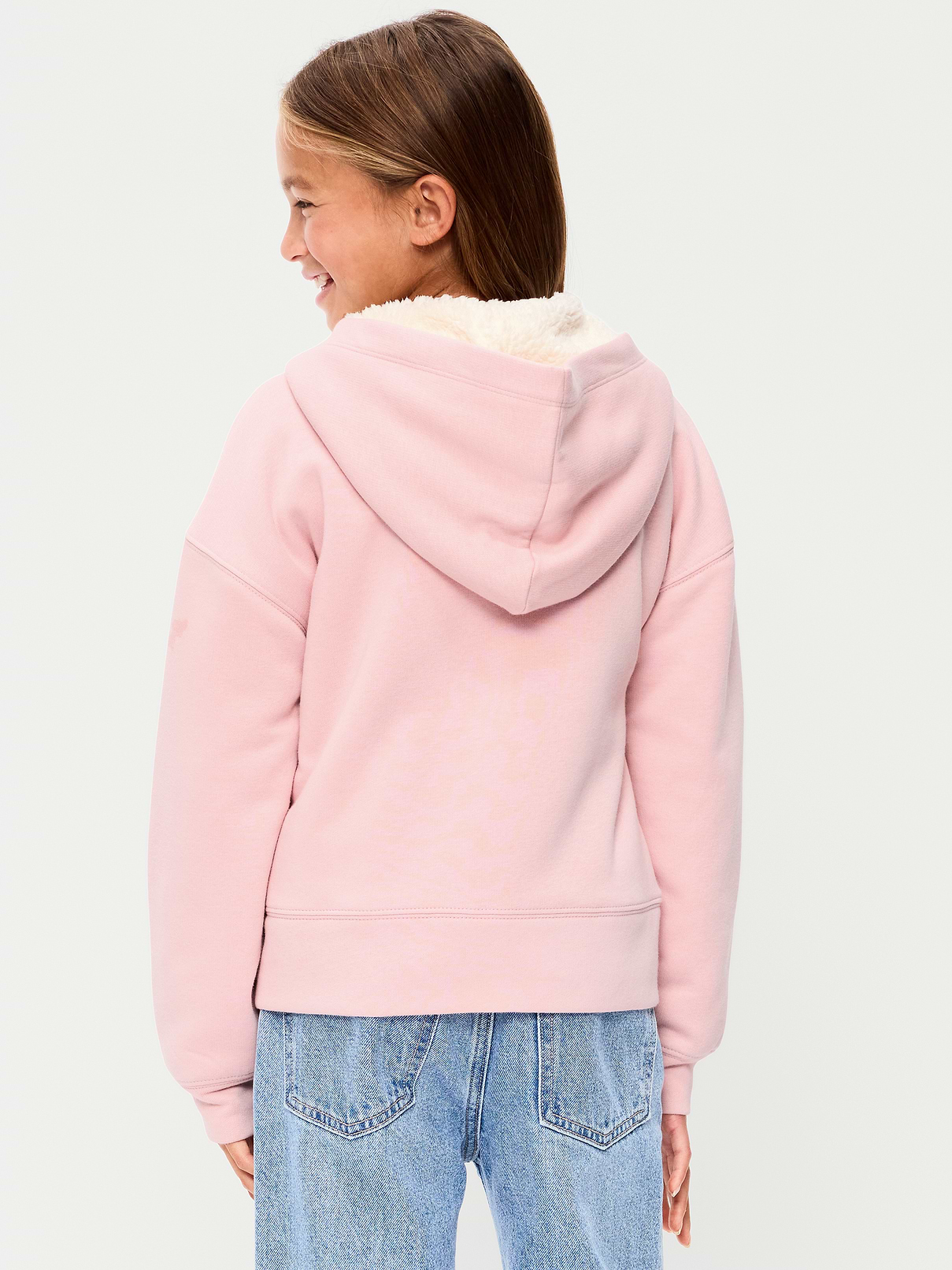 Image 2 of 3, Logo Graphic Sherpa-Lined Zip Hoodie for Girls