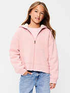 Image 1 of 3, built-in hood, long sleeves, logo graphic at front, hand-warming pockets, sherpa lining, Product #908642
