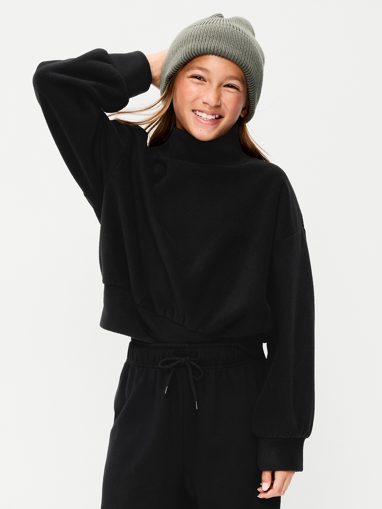 Long-Sleeve Mock-Neck Microfleece Top for Girls | Old Navy