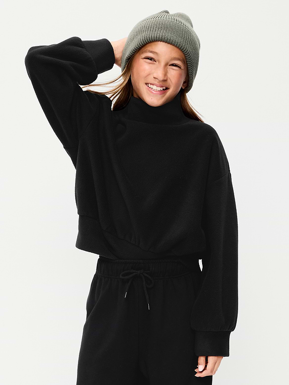 Long-Sleeve Mock-Neck Microfleece Top for Girls