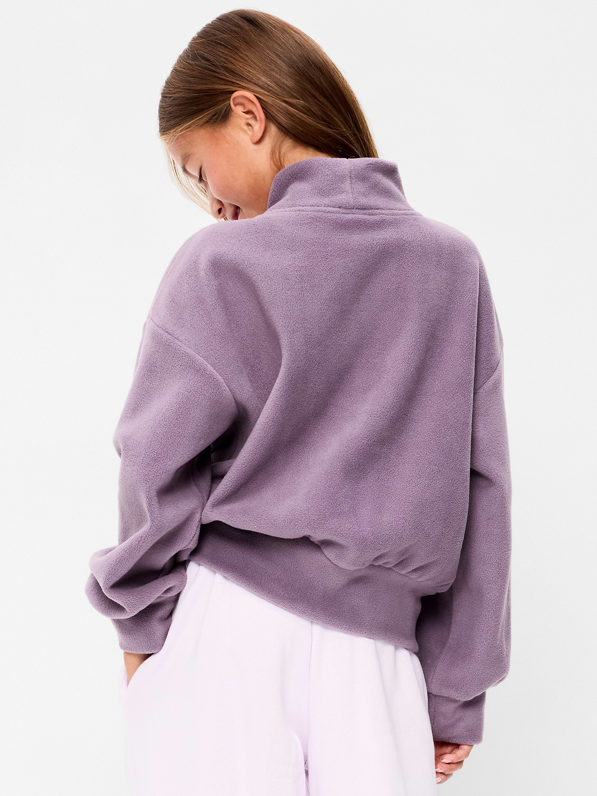 Image 2 of 2, Long-Sleeve Mock-Neck Microfleece Top for Girls
