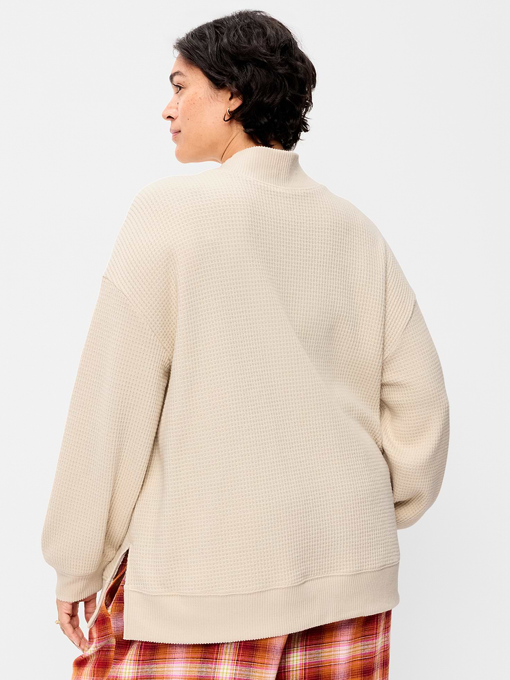 Image 9 of 9, Oversized Mock-Neck Long-Sleeve Top