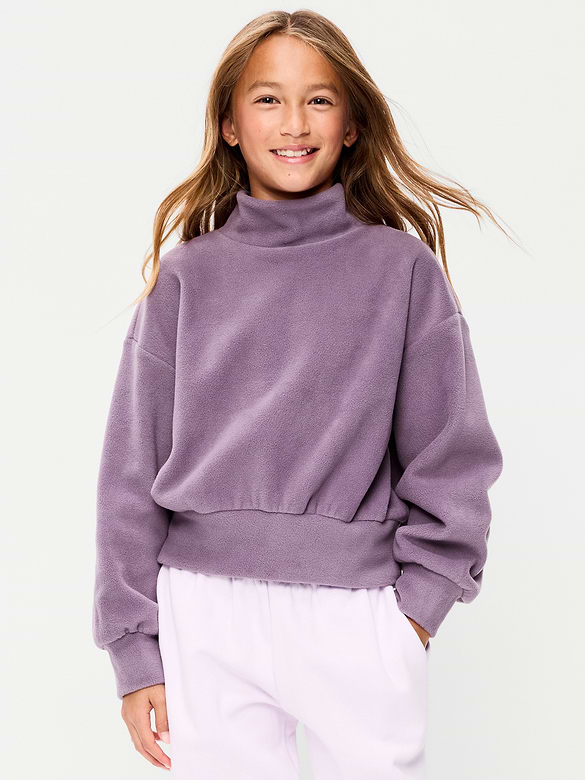 Long-Sleeve Mock-Neck Microfleece Top for Girls