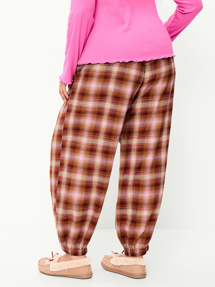 Image 7 of 7, Cinched Flannel Balloon Pants