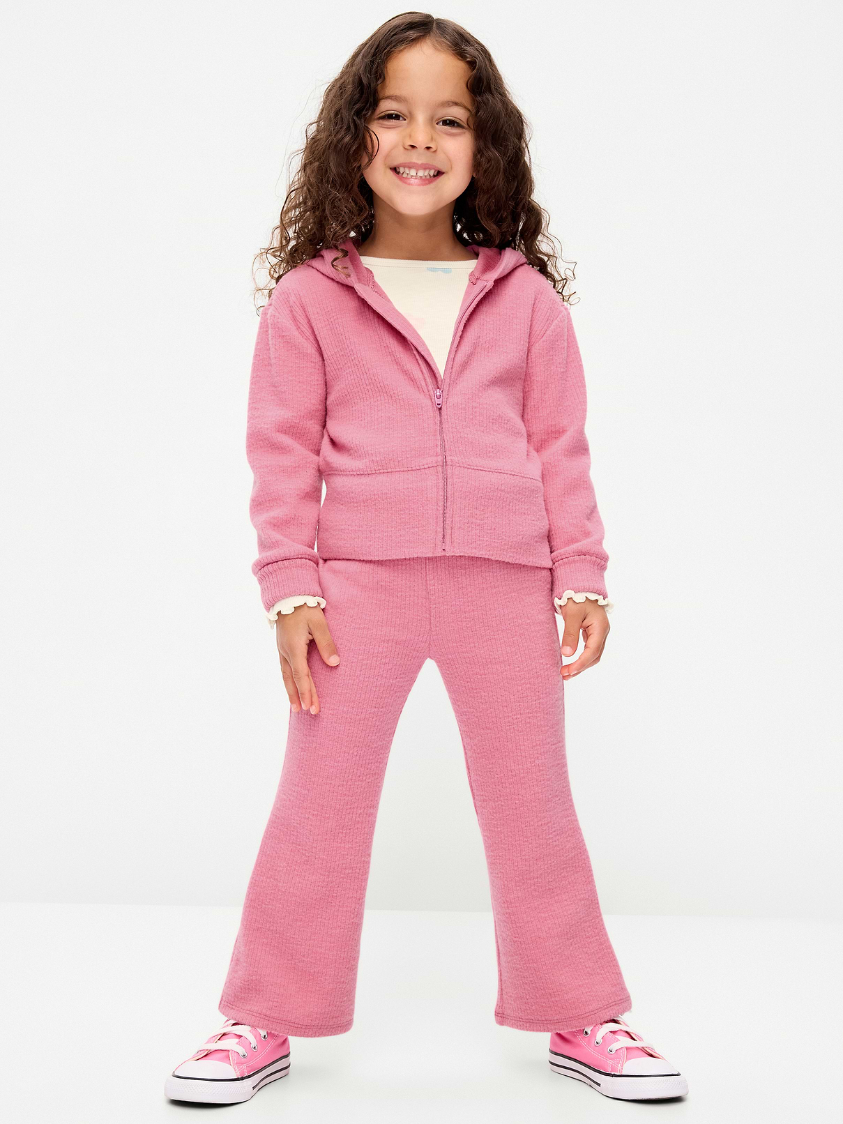 Image 1 of 1, built-in hood, long sleeves, full zip, matching bottoms, elasticized waistband, flare leg, Product #908835