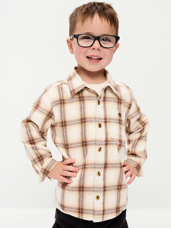 Long-Sleeve Plaid Flannel Shirt for Toddler Boys