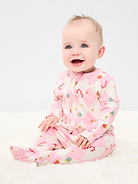Image 1 of 3, crew neck, long sleeves, fold-over mittens at each sleeve, full-length reversible zipper, sewn-in feet, allover print, Product #909837