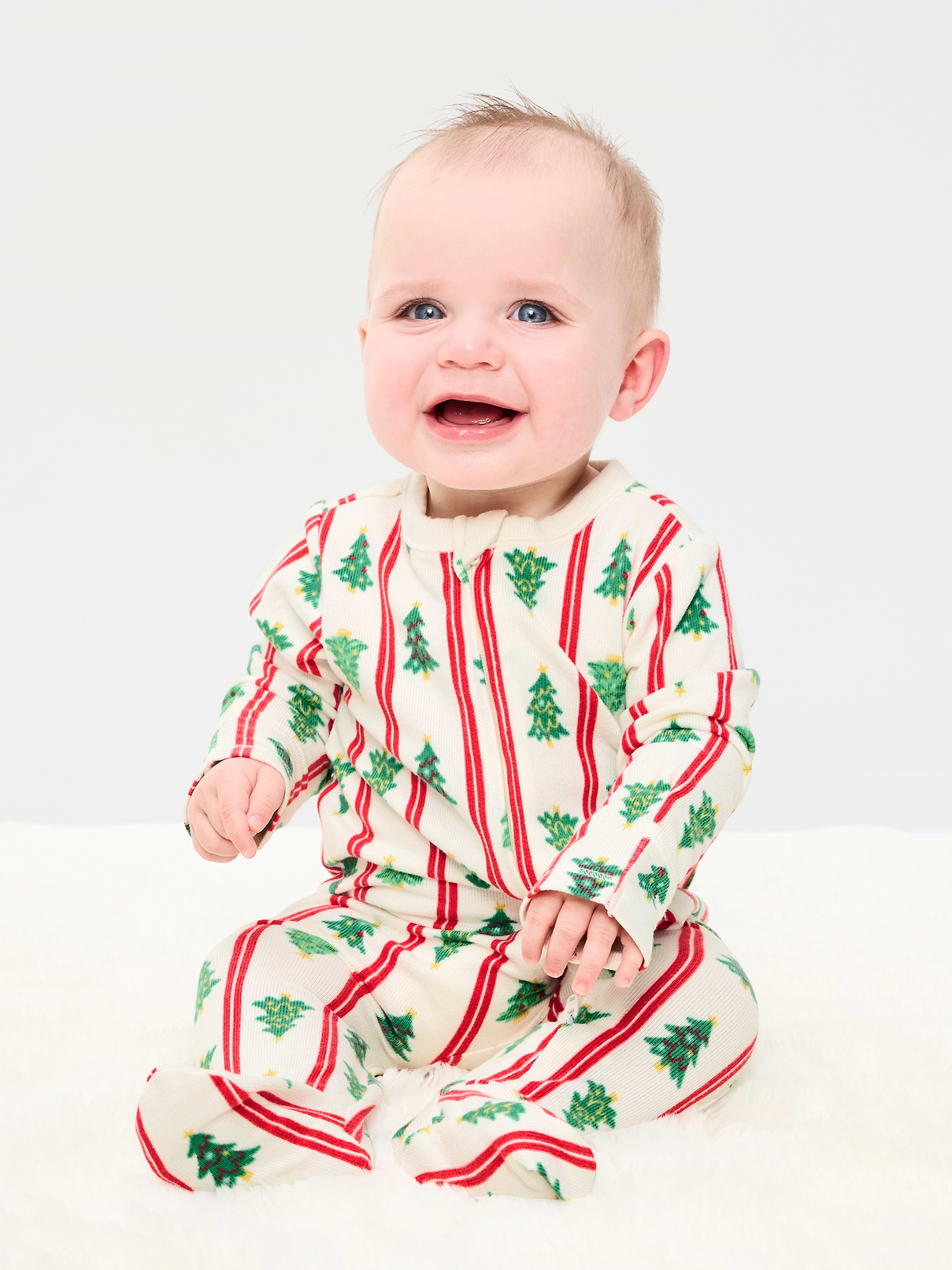 Image 1 of 3, crew neck, long sleeves, fold-over mittens at each sleeve, full-length reversible zipper, sewn-in feet, allover print, Product #909837