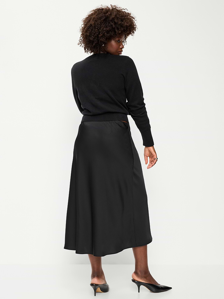 Image 6 of 8, Satin A-Line Maxi Skirt