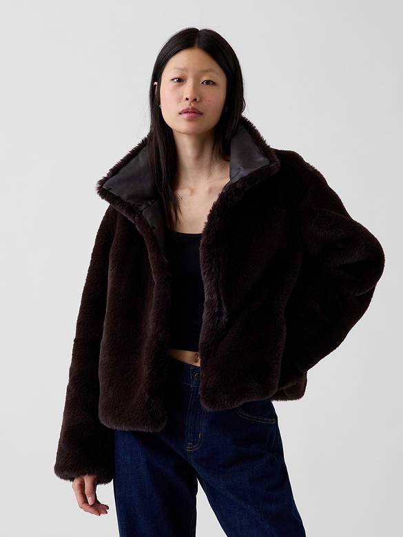 Recycled Faux Fur Crop Jacket