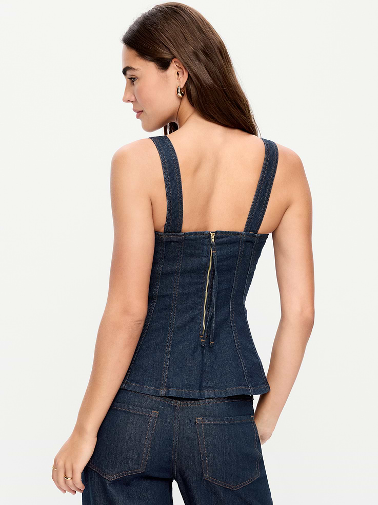 Image 2 of 8, Square-Neck Hourglass Denim Tank Top