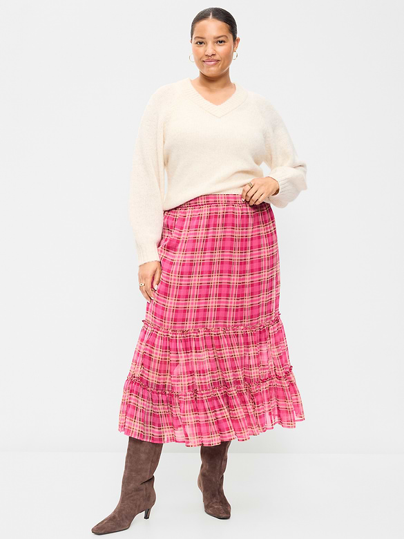 Tiered Chiffon Maxi Skirt