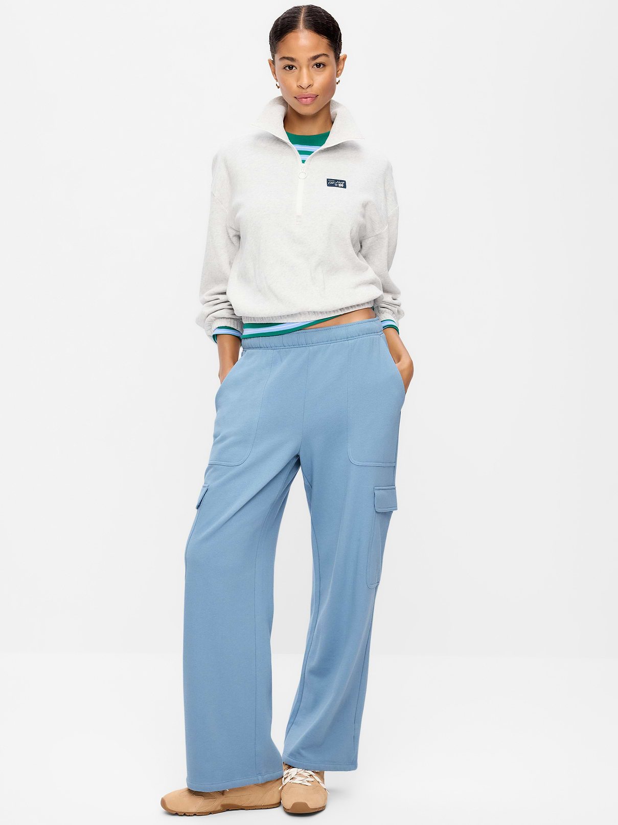 Image 1 of 3, The perfect-weight, never-taking-this-off fleece., New! your favorite wide-leg sweatpants now with an improved waistband and internal drawstring, on-seam pockets, cargo pockets, pull-on style, online exclusive, Product #911479