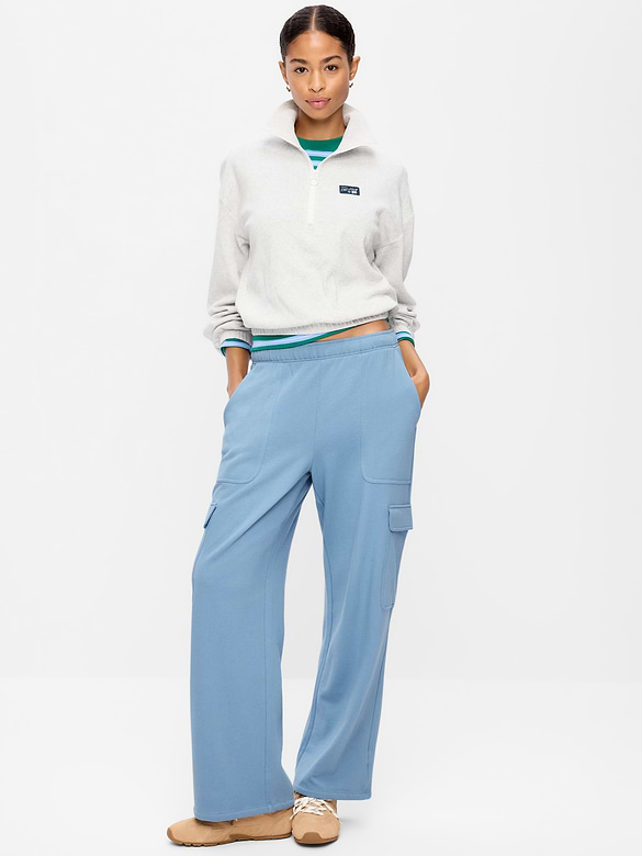 High-Waisted SoComfy Wide-Leg Cargo Sweatpants