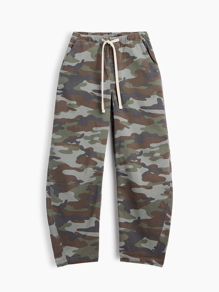 Image 7 of 7, Mid Rise Pull-On Camo Barrel Jeans