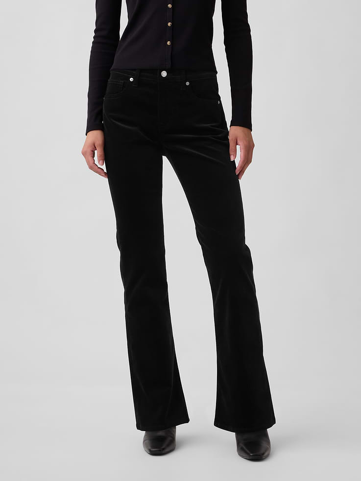 Image 2 of 7, Mid Rise Boot Velvet Pants