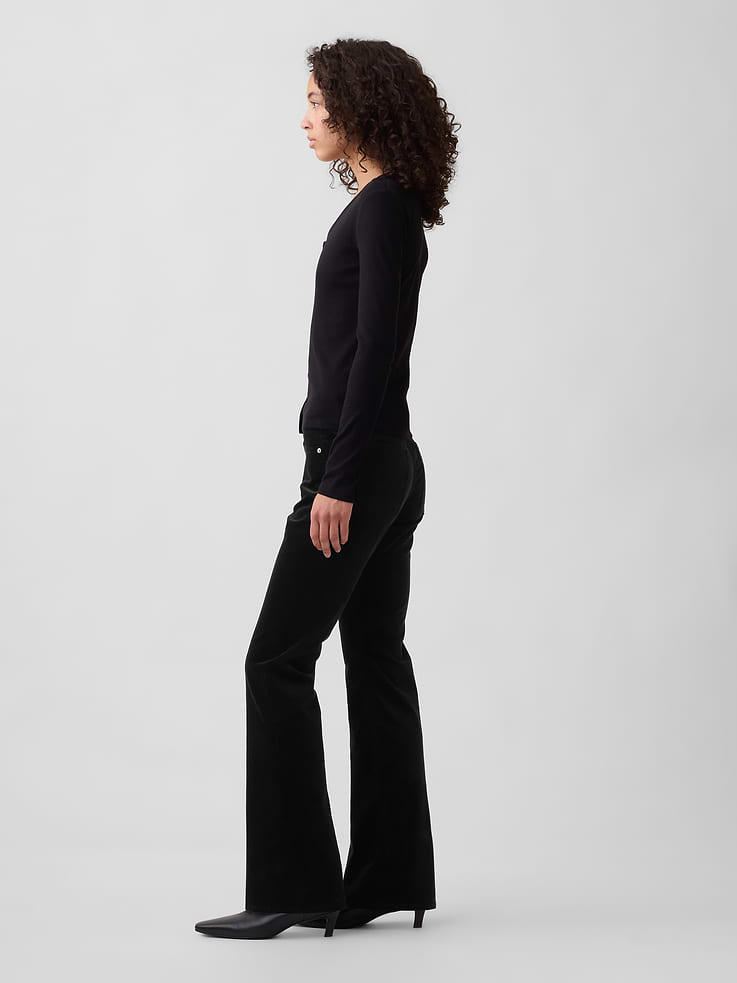 Image 3 of 7, Mid Rise Boot Velvet Pants