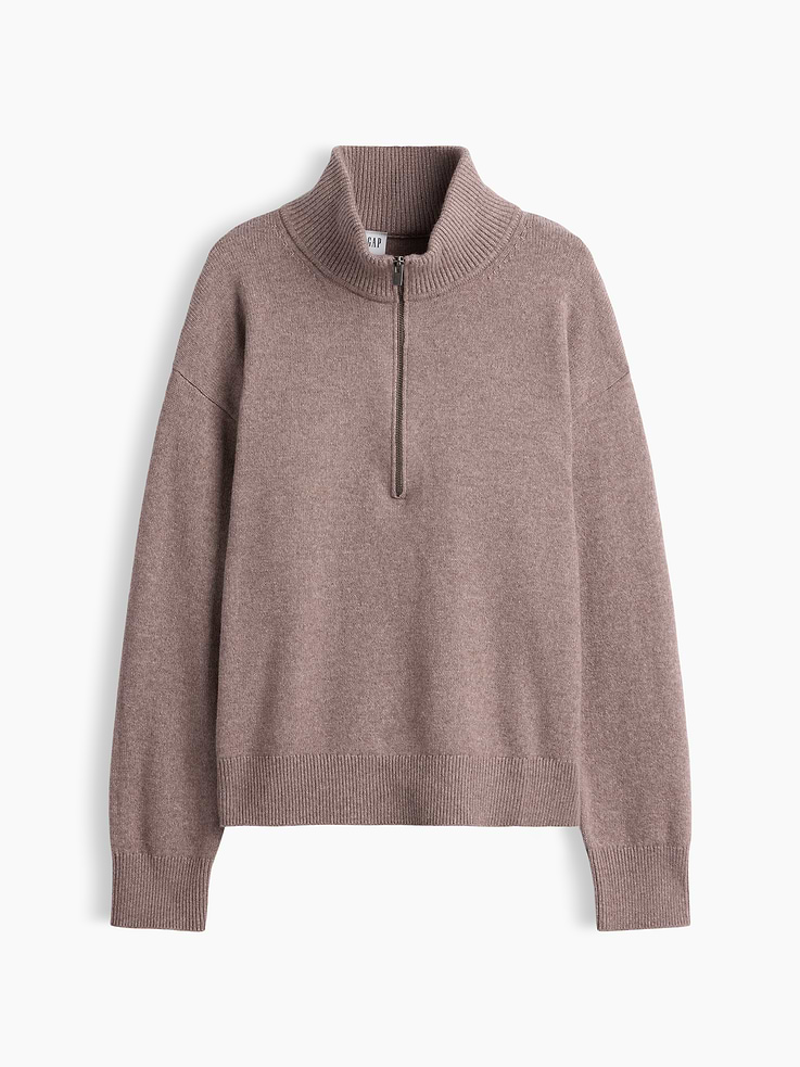 Image 5 of 5, CashSoft Half-Zip Mockneck Sweater