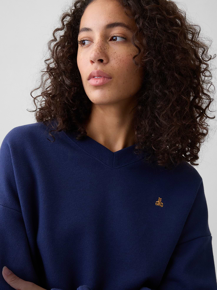 Image 4 of 5, Oversized Brannan Bear Wedge V-Neck Sweatshirt
