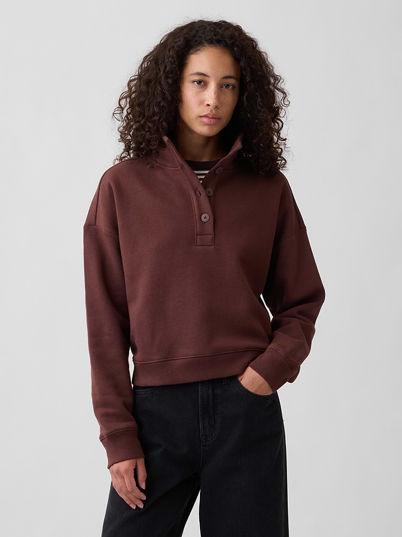 Relaxed Henley Sweatshirt